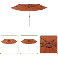 The Living Store Parasol avec lampes LED et mât métallique 400 cm Terracota