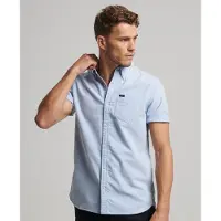 Superdry pour homme. M4010623A Chemise oxford bleue à manches courtes (L), Casuel, Coton, Manche courte