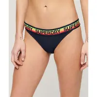 Superdry pour femme. W3010401A Bas de bikini avec logo Classics noir (S), Beachwear, Polister recyclé, Durable