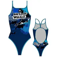 Turbo Save The Whale Thin Strap Swimsuit Bleu 12-24 Months Fille