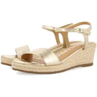 Gioseppo Sandales pour femme, talon compensé, cuir et jute, modèle YALAHA 71701-P-Platinum