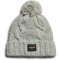 Superdry Femme Tricoté Torsade Bonnet En Maille, Gris