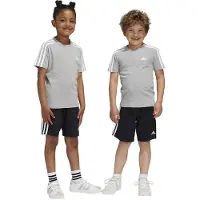 Adidas Ensembles de survêtement Essentials 3-Stripes Tee and Shorts Set garcons - Gris - 4 / 5 ans