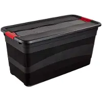 Keeeper Boîte de rangement eckhart, 83 litres, graphite/rouge avec couvercle à fermeture coulissante (83 l, 1x, 3.95 x 7.95 x 4 cm)