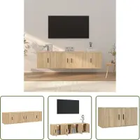 The Living Store Ensemble de 3 meubles TV Chêne Sonoma Matériau dérivé du bois
