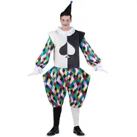 MOM Costume Arlequin à Capuche Dos Nu Menottes Et Pantalon