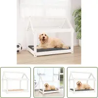 The Living Store Lit pour chien blanc 81x60x70 cm pin massif