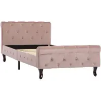 vidaXL Sommier rose velours 90x200 cm
