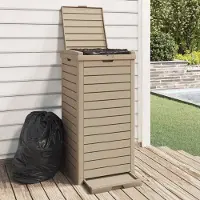 The Living Store Poubelle d'extérieur Marron clair 41x41x86 cm Polypropylène