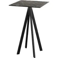 Veba Table de bar Infinity, structure noire et plateau HPL effet marbre Galaxy, 70 x 70 cm, 1 pièce
