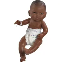 Paola Reina poupée bébé fille à la peau foncée avec couche 45 cm - poupée réaliste