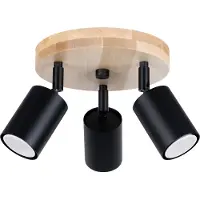 Sollux Plafonnier VERDO 3P noir 3xGU10 10W acier/bois 17x33x33cm