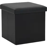 vidaXL Tabouret de rangement pliable Noir Similicuir