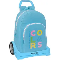Safta Sac à dos scolaire à roulettes Benetton Spring Bleu ciel 30 x 46 x 14 cm