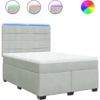 vidaXL Lit boxspring avec matelas gris clair 160x200 cm velours