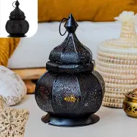 GADGY Lanterne Orientale - Lanterne marocaine Windlight - Décoration d'intérieur - Lampe de table - Porte-lampions Salon - Porte-lampions Cadeau - Métal 26x18 CM