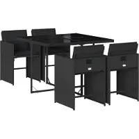vidaXL Ensemble de jardin 5 pièces avec coussins Noir Poly Rattan