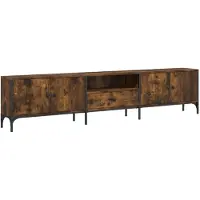 vidaXL Armoire TV avec tiroir Chêne fumé 200x25x44cm Bois composite