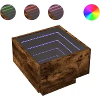 vidaXL Table de chevet avec LED infini chêne fumé 40x40x30 cm