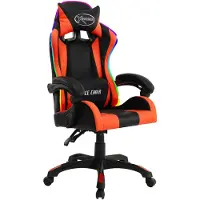 The Living Store Chaise de jeu avec lumières LED RGB Orange et noir Similicuir