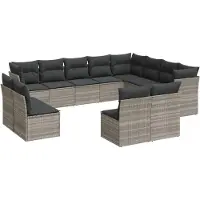 vidaXL Ensemble de 12 canapés de jardin avec coussins gris clair Poly rotin