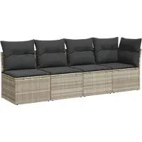 vidaXL Canapé de jardin 4 places avec coussins gris clair Poly rotin