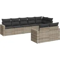 vidaXL Ensemble de jardin canapé 8 pièces avec coussins gris clair Poly rotin