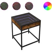vidaXL Table de chevet avec LED infini chêne fumé 40x40x51 cm