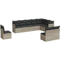 vidaXL Ensemble de 10 canapés de jardin avec coussins gris clair Poly rotin