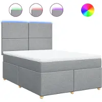 vidaXL Lit boxspring avec matelas gris clair 140x190 cm Tissu