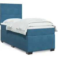 vidaXL Lit boxspring avec matelas bleu 90x200 cm velours