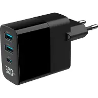 Gembird TA-UC-PDQC30LCD-BK-02 mobile device charger Universal Black AC Fast charging Indoor
