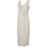 Mamalicious Evi Lia Ankle Sleeveless Midi Dress Beige L Femme