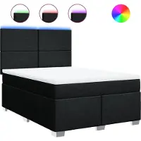 vidaXL Lit boxspring avec matelas noir 140x190 cm Tissu