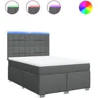 vidaXL Lit boxspring avec matelas gris foncé 140x190 cm Tissu
