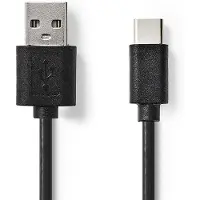 Nedis Câble USB | USB 2.0 | USB-A mâle | USB-C mâle | 2,5 W | 480 Mbps | Nickelé | 1,00 m | Rond | PVC | Noir | Étiquette
