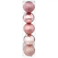 Atmosphera Déco de sapin Lot de 5 Boules de Noël D 5 cm - Rose