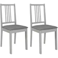 vidaXL Chaises de salle à manger avec coussins 2 pcs. Gris Bois Massif