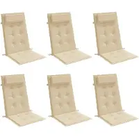 vidaXL Coussins de chaise à dossier haut lot de 6 beige tissu oxford