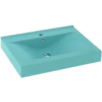 vidaXL Lavabo de luxe avec trou pour robinetterie Vert clair mat 60x46 cm Céramique