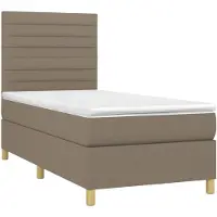 vidaXL Lit Boxspring avec matelas & LED Taupe 90x200 cm Tissu