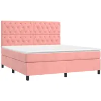 vidaXL Lit boxspring avec matelas rose 160x200 cm velours