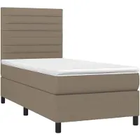 vidaXL Lit Boxspring avec matelas & LED Taupe 90x200 cm Tissu