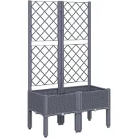 vidaXL Jardinière avec treillis bleu gris 80x40x142 cm PP