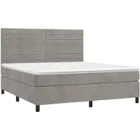 vidaXL Lit boxspring avec matelas & LED gris clair 180x200 cm velours