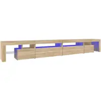 vidaXL Armoire TV avec lampes LED Chêne Sonoma 290x36,5x40 cm