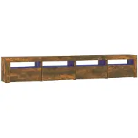 vidaXL Armoire TV avec lampes LED chêne fumé 240x35x40 cm