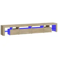 vidaXL Armoire TV avec lampes LED Chêne Sonoma 260x36,5x40 cm
