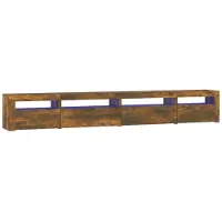 vidaXL Armoire TV avec lampes LED chêne fumé 270x35x40 cm