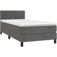 vidaXL Lit boxspring avec matelas gris foncé 90x190 cm velours